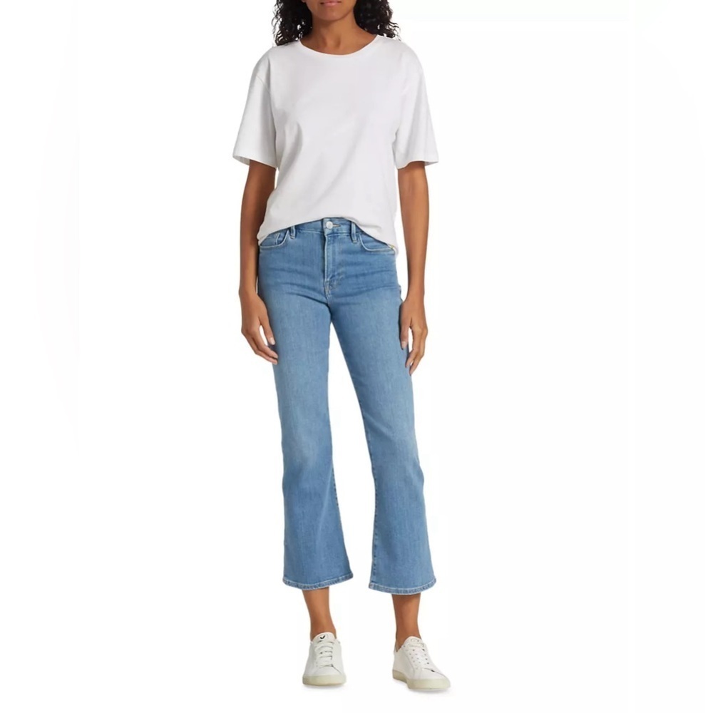 Frame Le Crop Mini Boot Cut Light Wash Denim High Rise Jeans Women’s Size 4